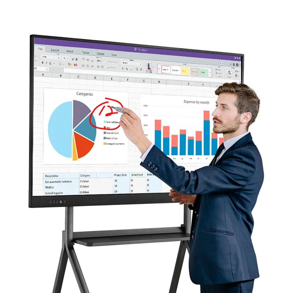 Riotouch Digital Whiteboard 4K Display 65 75 86 inch Interactive Flat Panel Multi Touch Screen Smart Board