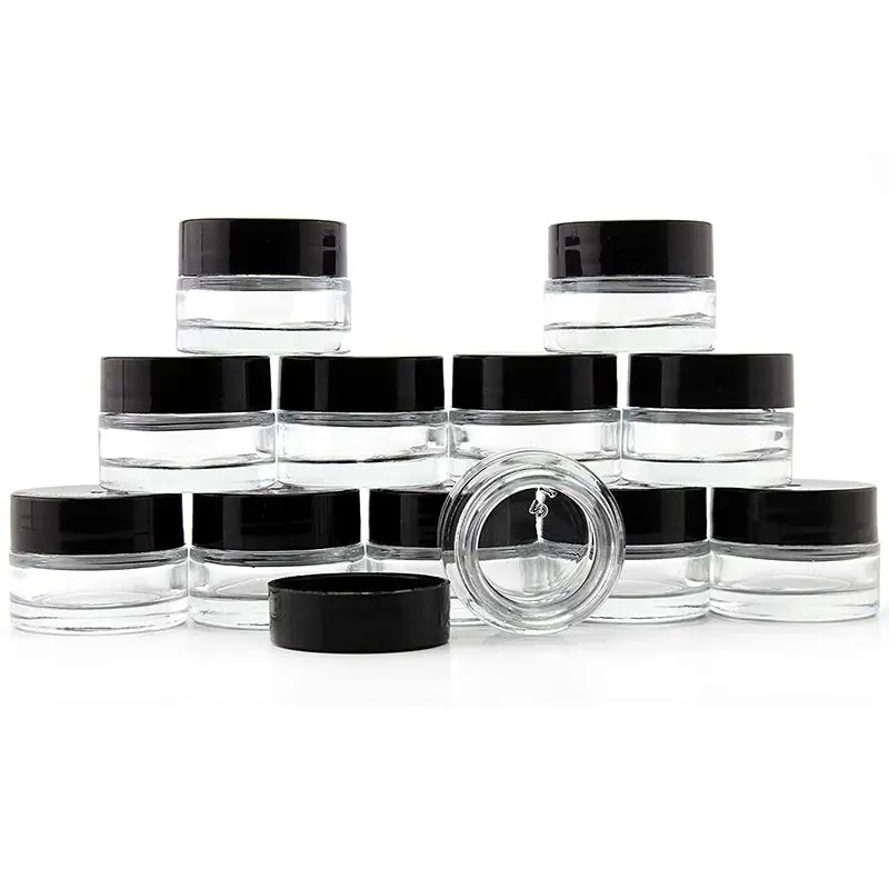 3ml 5ml 7ml 9ml child resistant proof crystal clear glass childproof jar with lid concentrate 3.5 jars