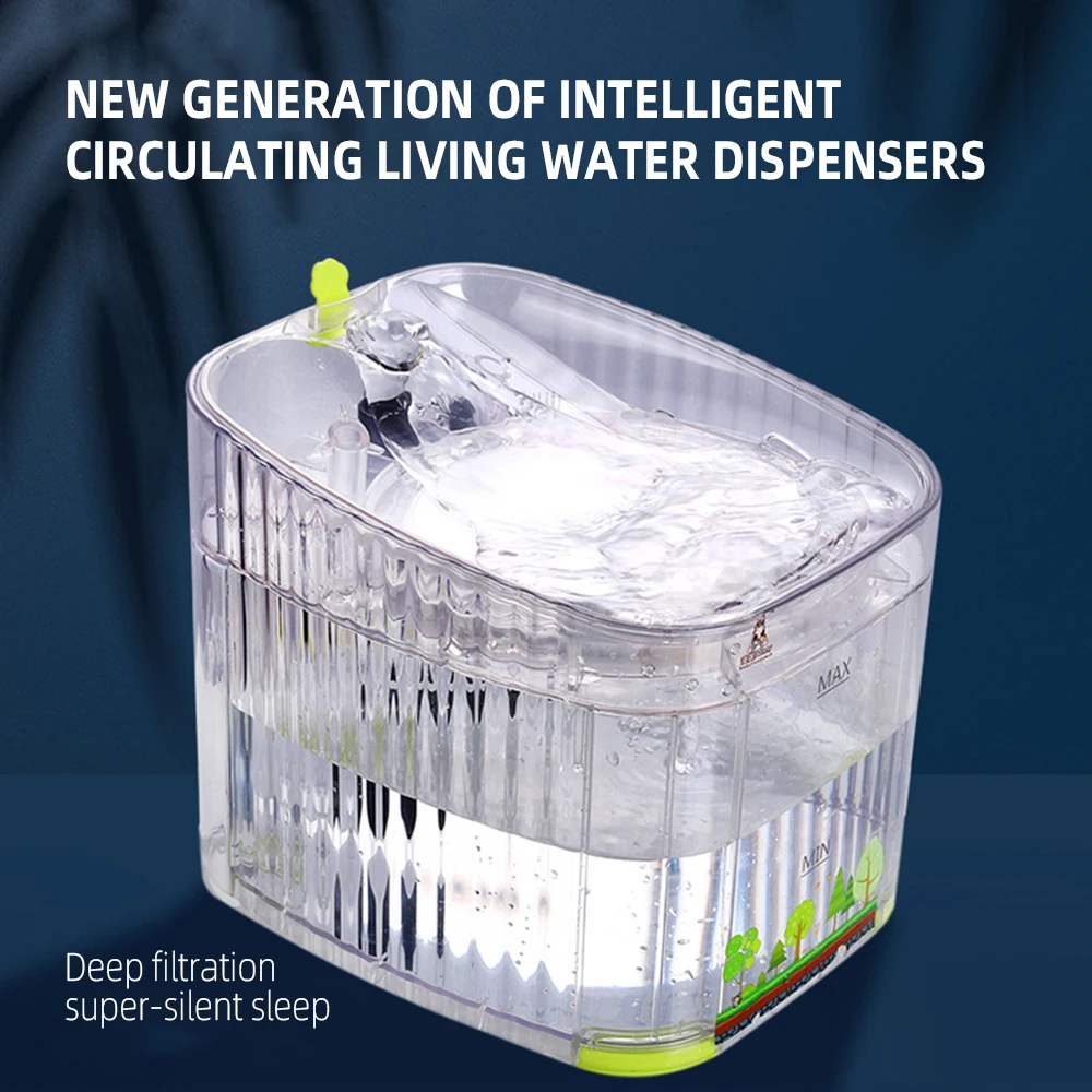 Smart Sensor Pet Water Fountain Filter 2L Capacity Quiet AutoCirculating Flowing Water Bowl for Cats and Dogs
