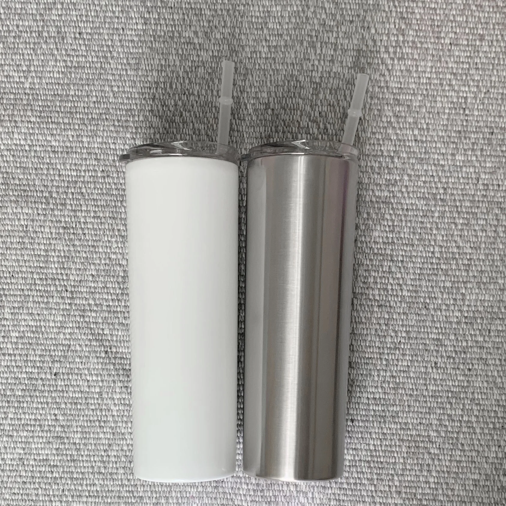 US warehouse travel coffee skinny cup double walled insulated 20oz stainless steel sublimation blanks tumbler with lid and straw