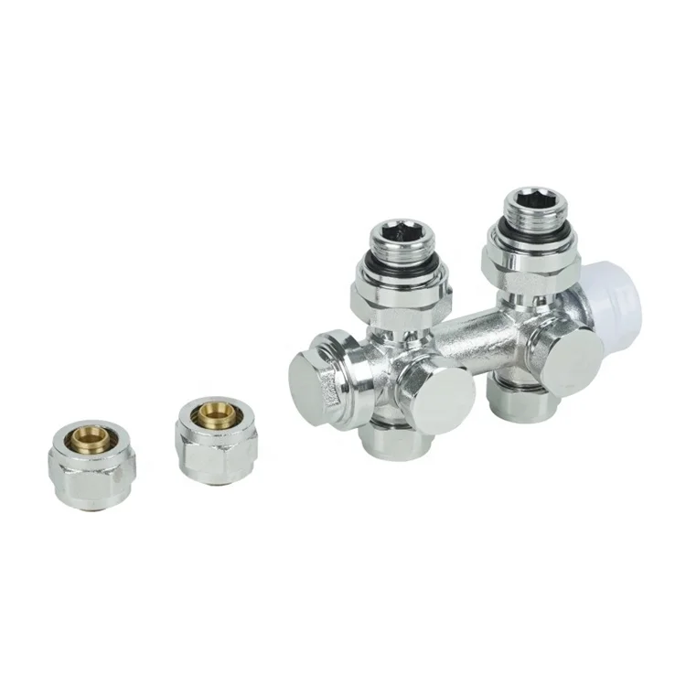 Lightweight Six-way Black Cover TRV Brass Temperature Control H Valve For Towel Radiator