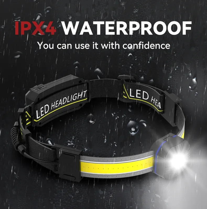 Portable Rechargeable Head lamp XPG COB Outdoor Running Climbing Working Waterproof LED Headlight Headlamp  With Warning Light