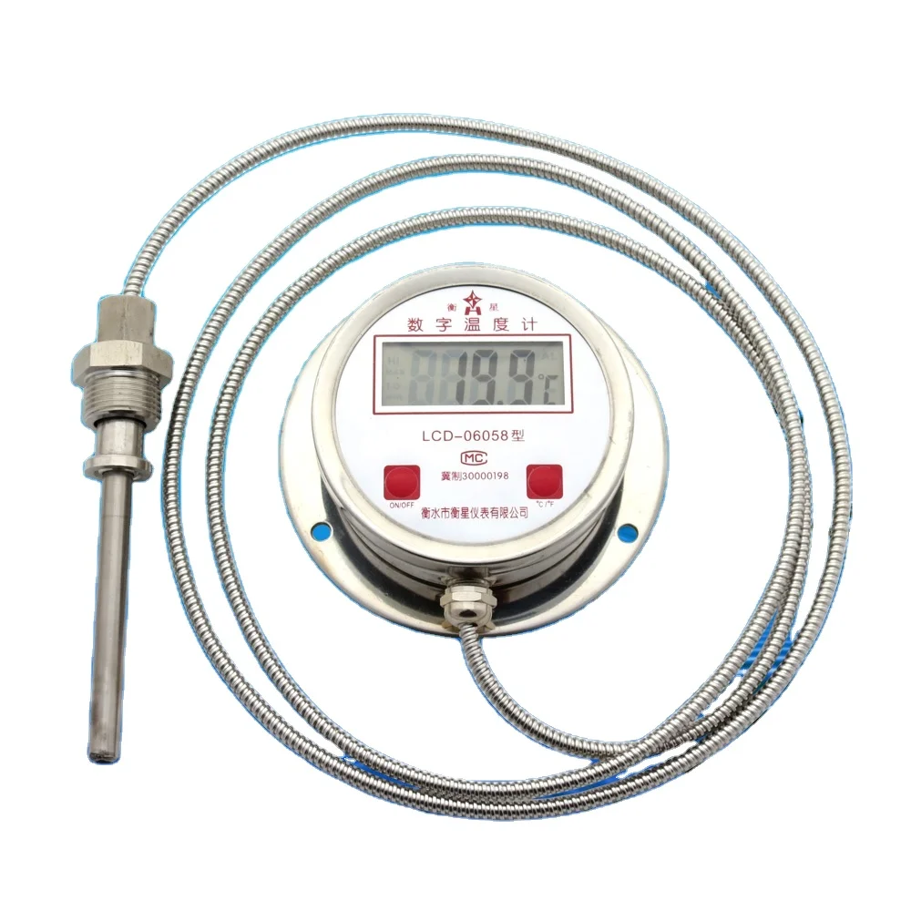 Digital bimetallic digital industrial electronic thermometer DTM-491 all stainless steel thermometer 304 remote transmission