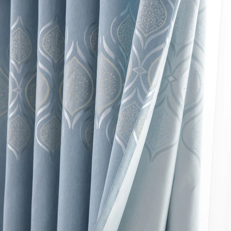 wholesale cheap price fabric ready made cortinas water ripple jacquard fabric window curtain panel