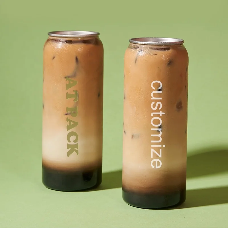 AT PACK Custom Plastic Cans For Cold Coffee 350ml 500ml Ice Drink PET Cans Plastic Bottle Cold Drink Juice