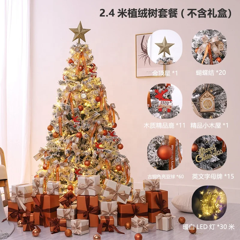 2021 120cm-400cm PVC PE Christmas Tree Artificial Christmas Tree Decoration with Warm White LED Lights for Christmas Decoration