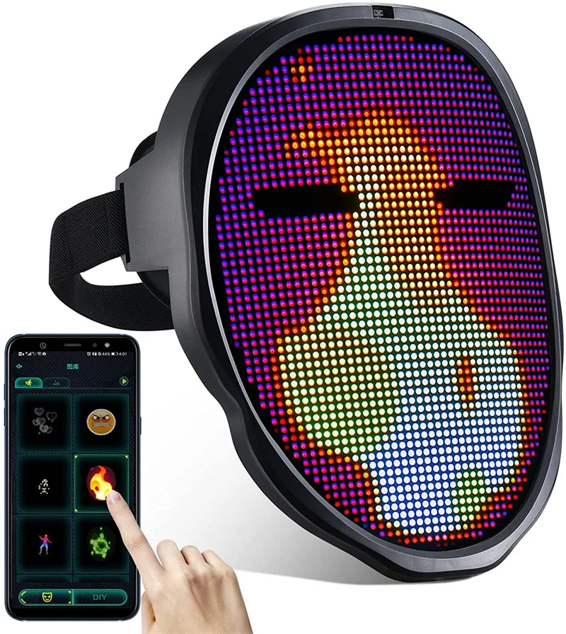 Factory Hot Selling App Controlled Led Mask Diy Text Scrolling Graphic Display Led Light Up Face Mask For Party Rave