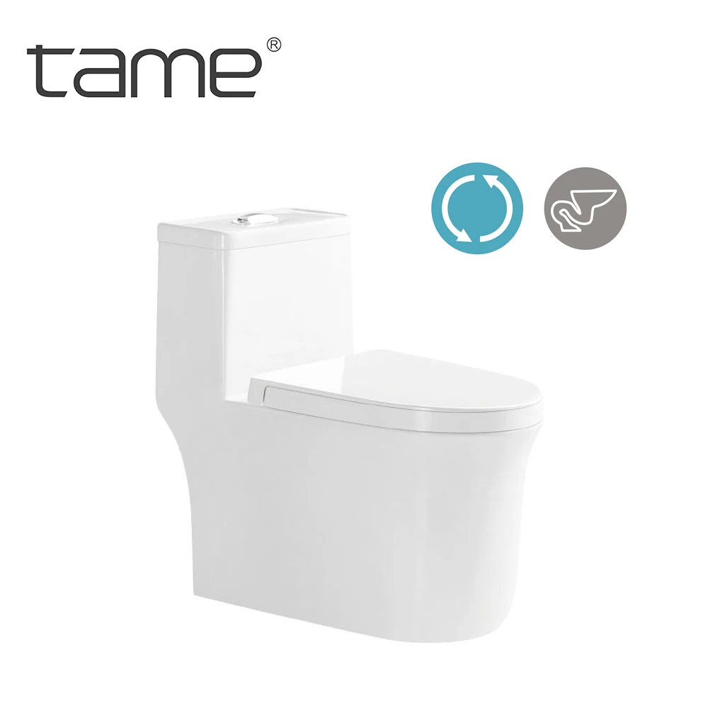 TAME TM977 Изысканная сантехника керамическая круглая форма белый сифонический супер вращающийся смыватель Цельный унитаз