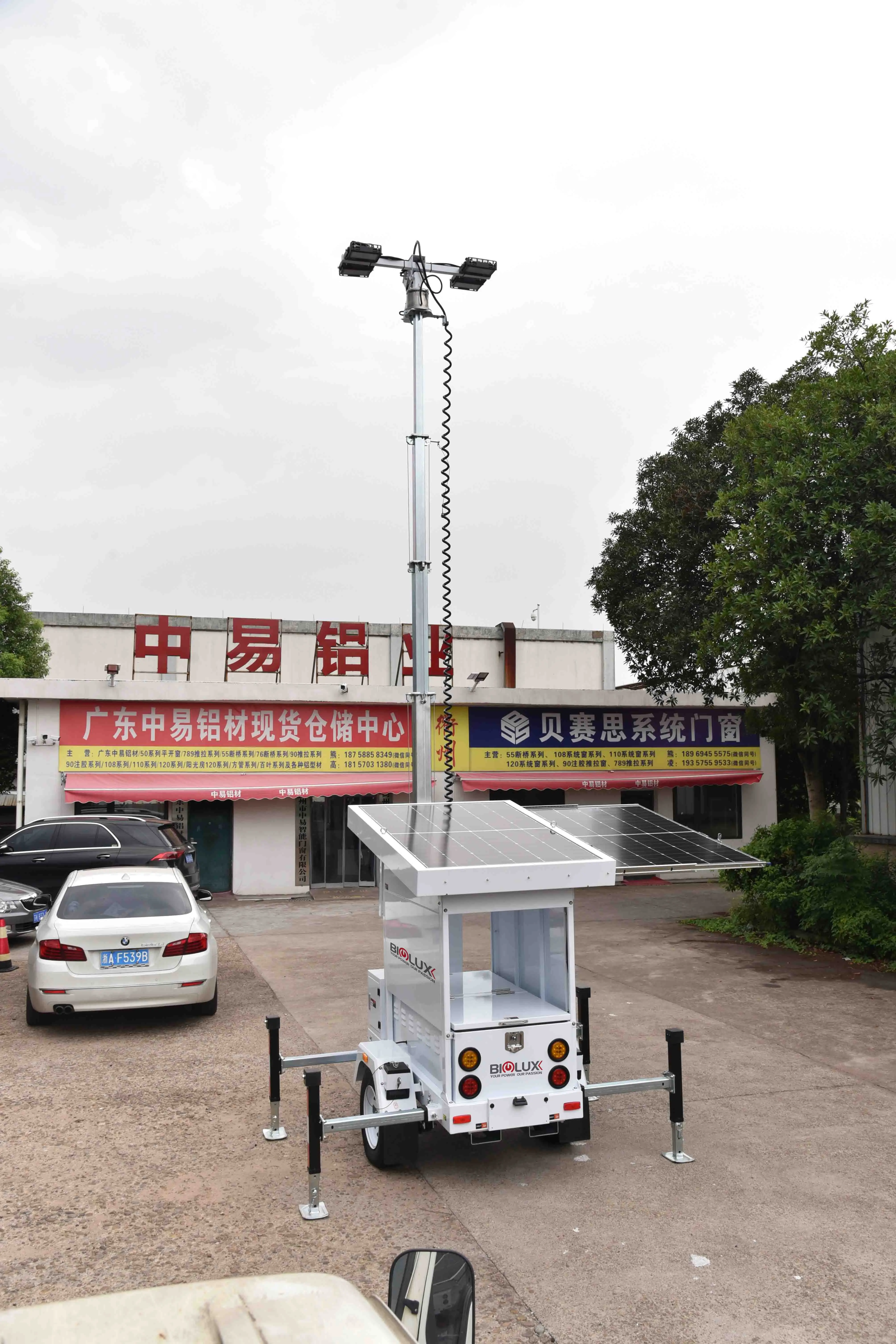 solar towers surveillance trailer mobile cctv camera trailers 24/7 video surveillance station