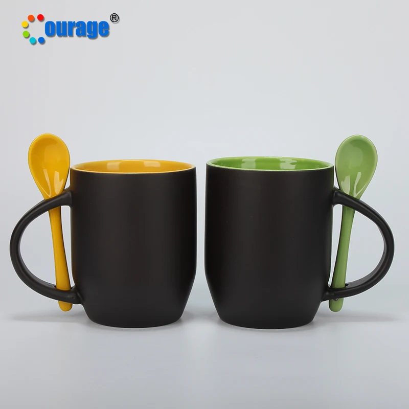 Magic Inner Color Mug Sublimation Color Change Ceramic Mugs with Spoon