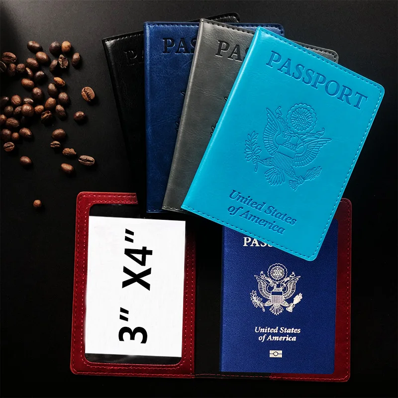 PU Leather Passport Cover For USA With Printing