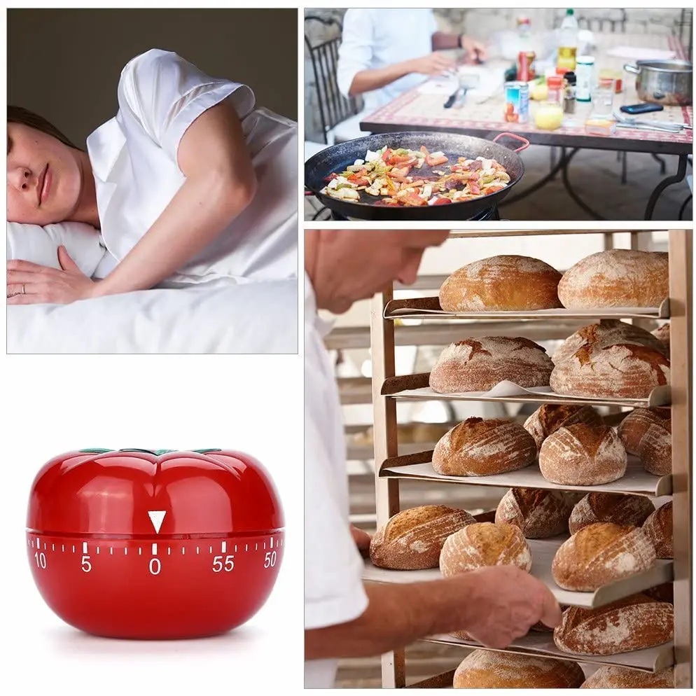 Lovely Cute 1-60min 360 Degree Rotating Tomato Shape  mechanical Kitchen food Countdown  timer  3045
