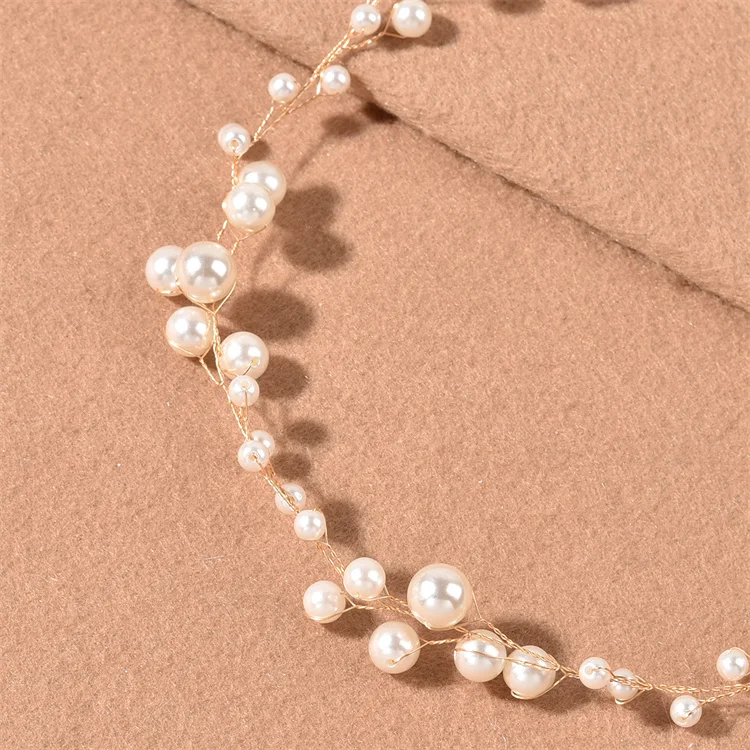 Лидер продаж Регулируемый жемчуг платья для вечеринок; Свадебный венок; Украшение для волос невесты; Ободок для волос в виде короны гирлянда повязка на голову для девочек