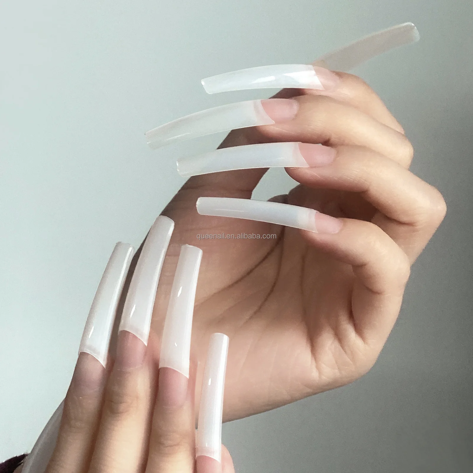 550pcs Box Artificial False Nail Long Straight No C Curve Square Nail Tip Clear Natural XXXL ABS French Half Cover Nail Tips