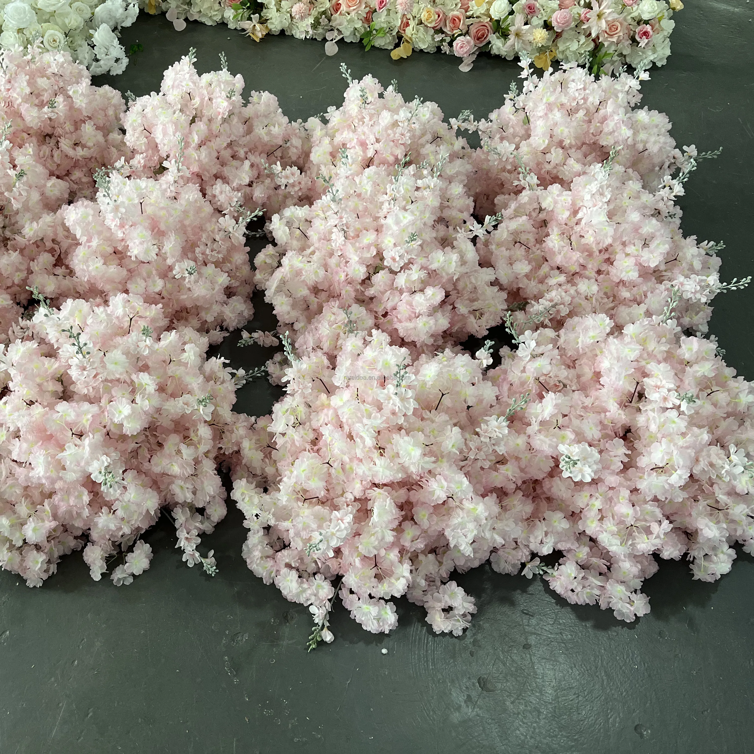 White Pink Flower Runner Rose Cherry Blossom Orchid Flower Ball Centerpiece Decorative Artificial Flower Table Centerpiece