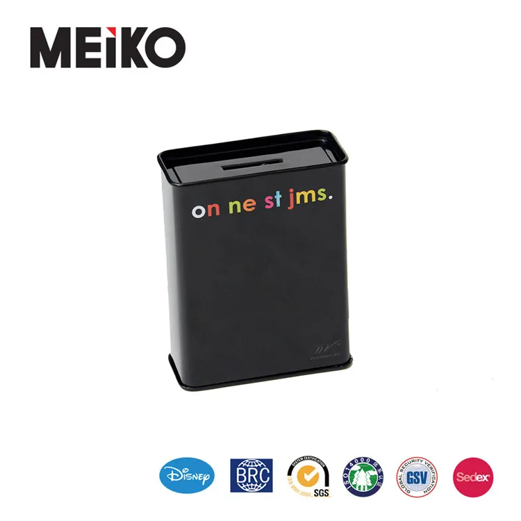 Wholesale round money saving tin box metal tinplate coin bank
