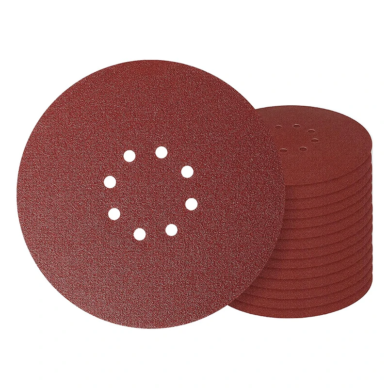 Factory Price Aluminium oxide Red Sandpaper Disc 9 inch Drywall PSA Self-adhesive Round Sandpaper Sanding Disc for DIY