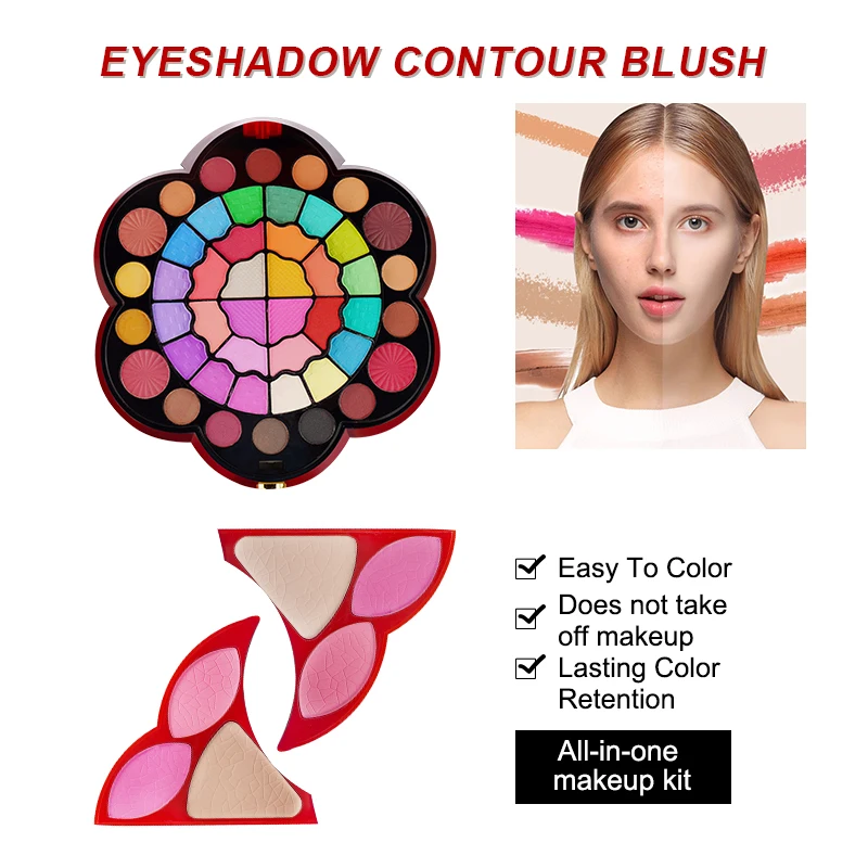 Flower shape Cosmetics Gift Beauty Tool Kit Eye Shadow Palette Colorful Makeup Full Kit Professional Cosmetics Makeup Set
