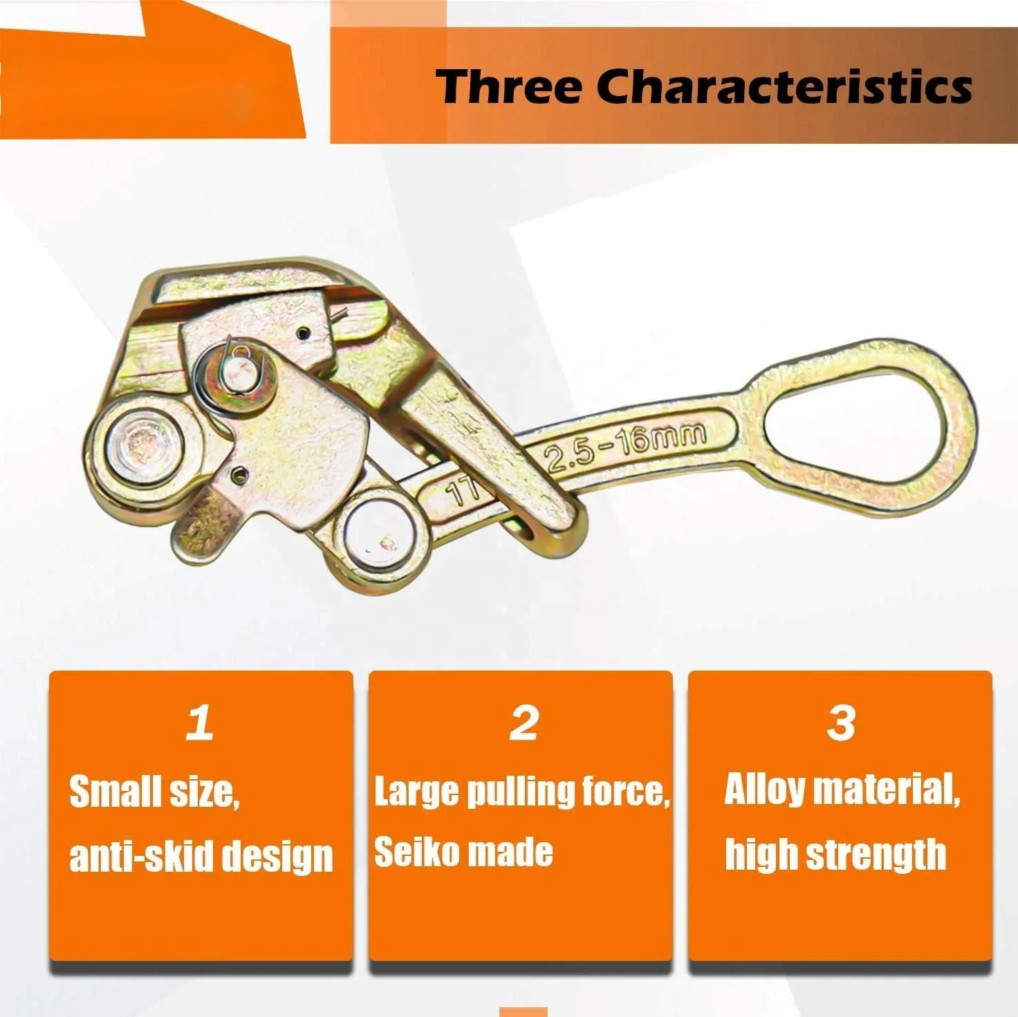 Cable Grab Professional high tensile alloy steel Climbing power Descender 1T Wire Rope Grip Manual Cable grip for 2.5-16mm Cable