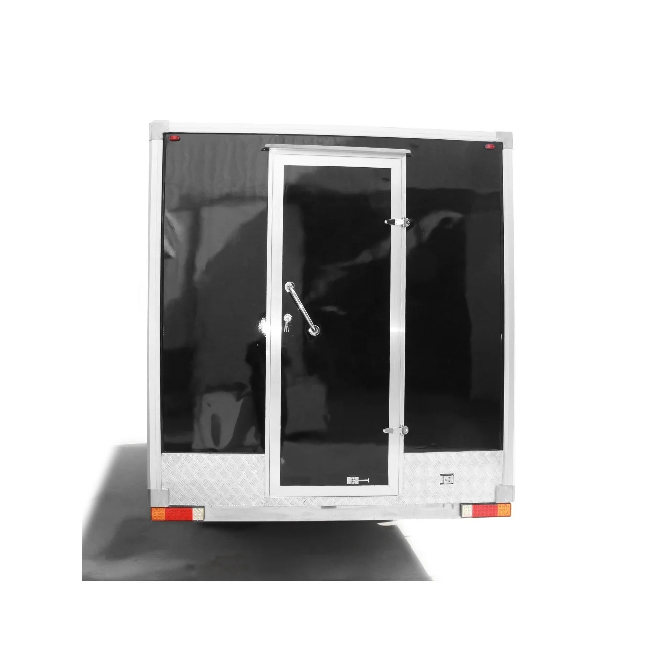 Fiberglass Food Caravan With Range Hood Stainless Steel Bench 300*200Cm Size Food Trailer