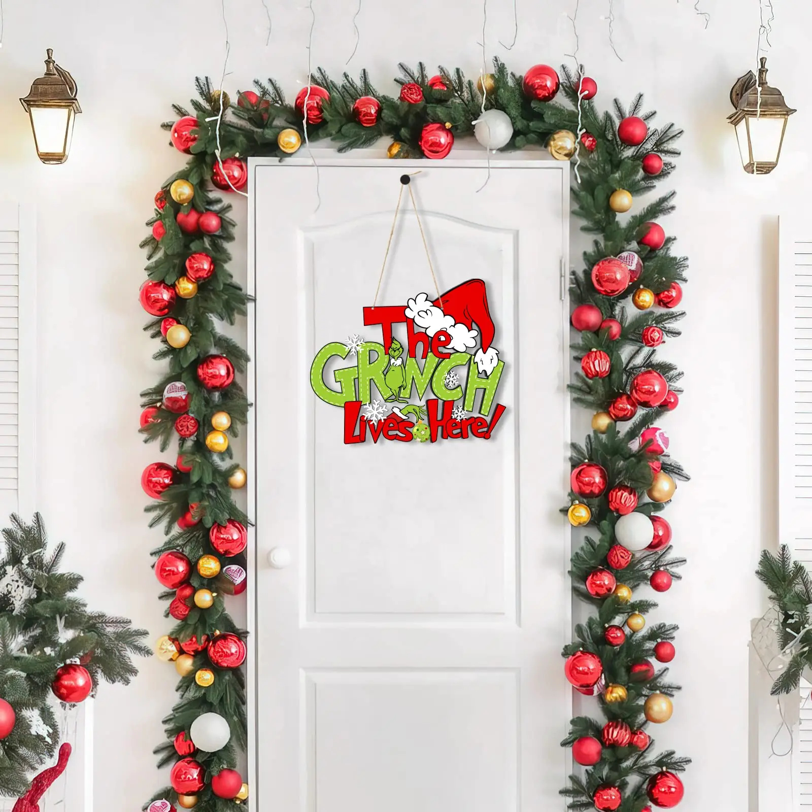 Christmas Wooden Door Hanging Sign Decor For Holiday Xmas Door Wall Tree Farmhouse Decorations Indoor Outdoor
