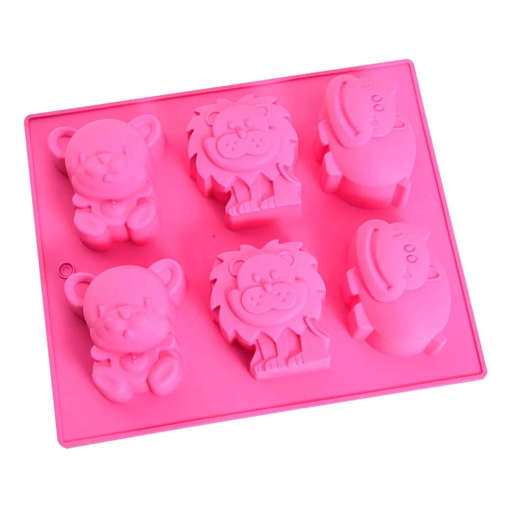 Bear Lion Hippopotamus 3D Animal Silicone Cake Molds Cartoon Zoo Style Birthday Cake Bakeware DIY Baking Tools Cake Decoration