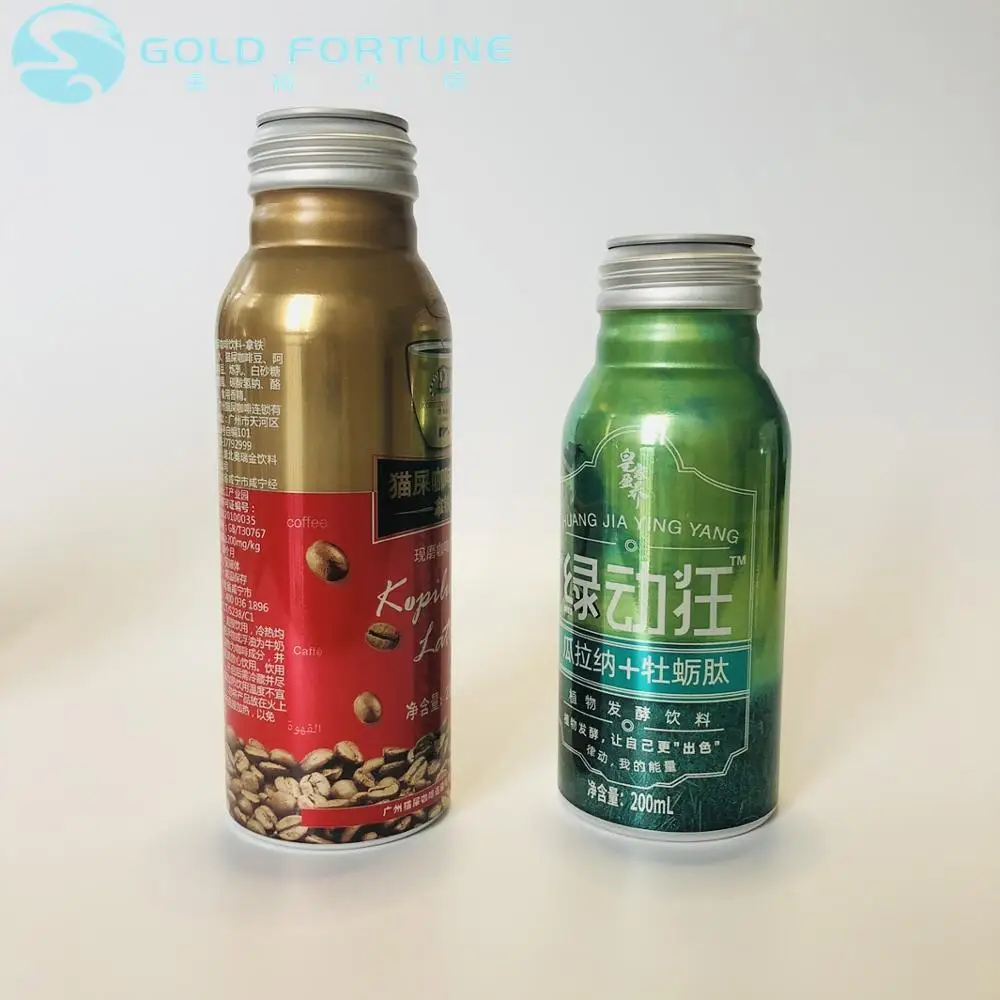 Gold Fortune 250 mL Round New Aluminum Soft Drink Cans With Screw Lid for Soft Drink