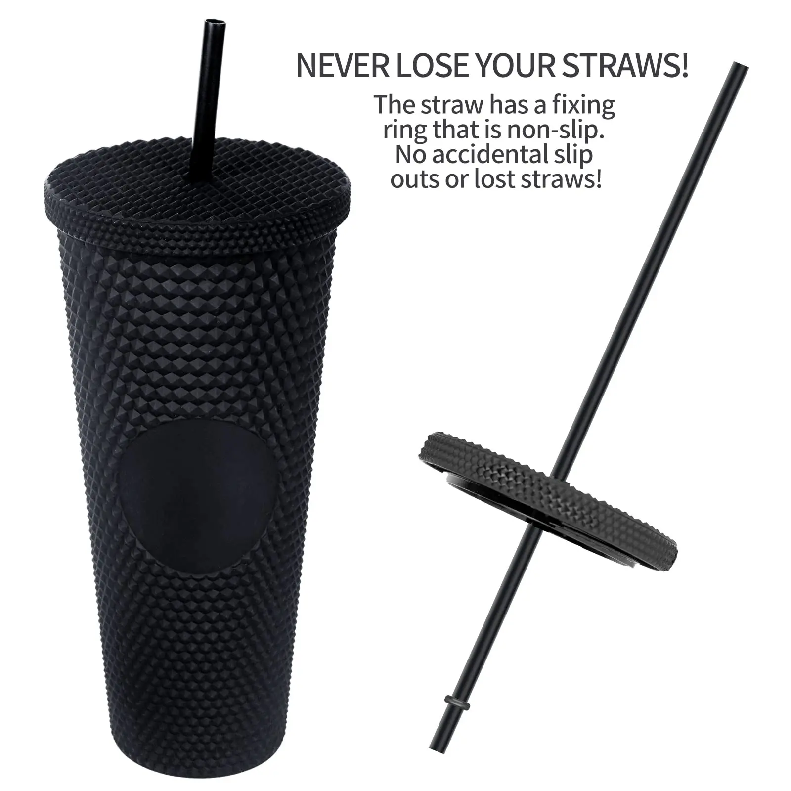 24Oz Diamond Durian Cup With Lid And Straw, 710ml Cold Studded Cold Tumbler Water Cups For Iced Coffee