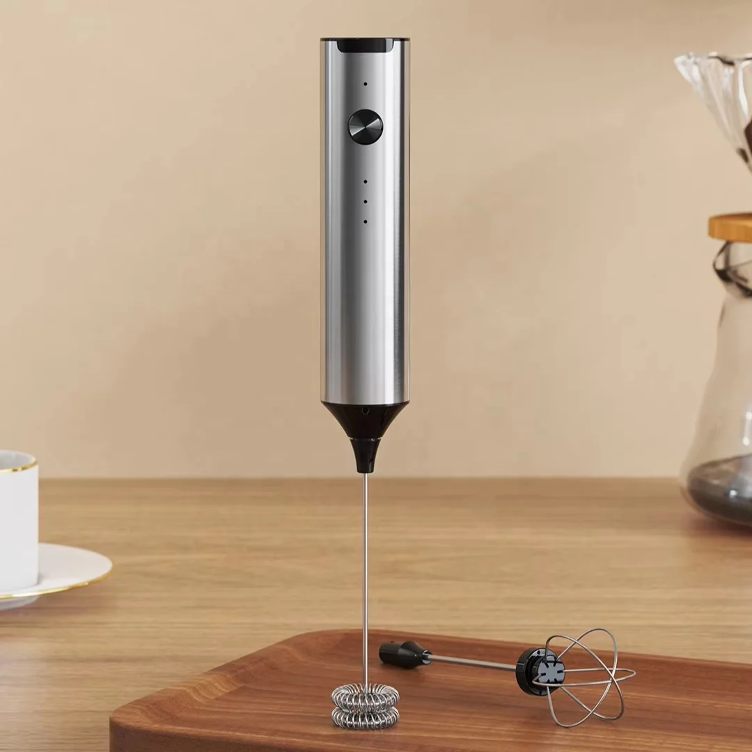 Customized Milk Frother Rechargeable Rotary Stainless Steel Kitchen Whisk Tools Egg Beater