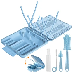 6 in 1 travel bottle brush baby milk bottle brush silicone baby bottle brush cleaner set