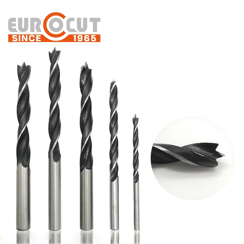 EUROCUT Twist Brad Point Drill Bit Wood Hole Drill Tools Three Sharp Tips Drill Bit For Wood