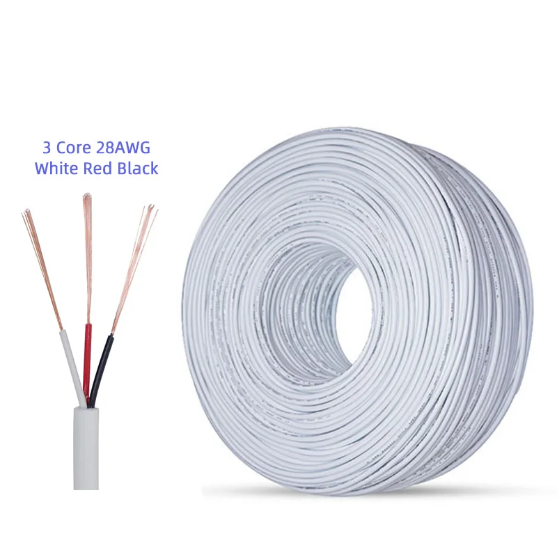 Multi AWM White 2464 28AWG 3core Electric Cable for TRS AUX RCA Wire Stereo Wire OD 3.0mm Bare Copper PVC 7/0.12 Black
