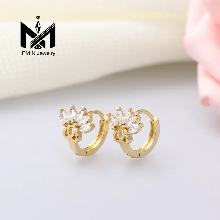 Wholesale Cheap Jewelry Multicolored Zircon Laminated Gold Woman Earrings