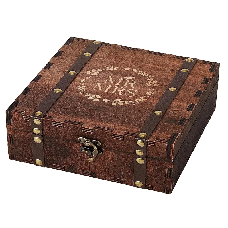 Wooden Keepsake Box With Lids Wedding Memory Storage Box Anniversary Engagement Gifts for Couples Bridal Shower Gifts