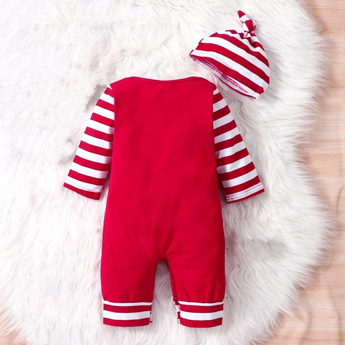 2 Pieces New Year Baby Clothing Set Baby Christmas Clothes Long Sleeve Romper And Hat My First Christmas