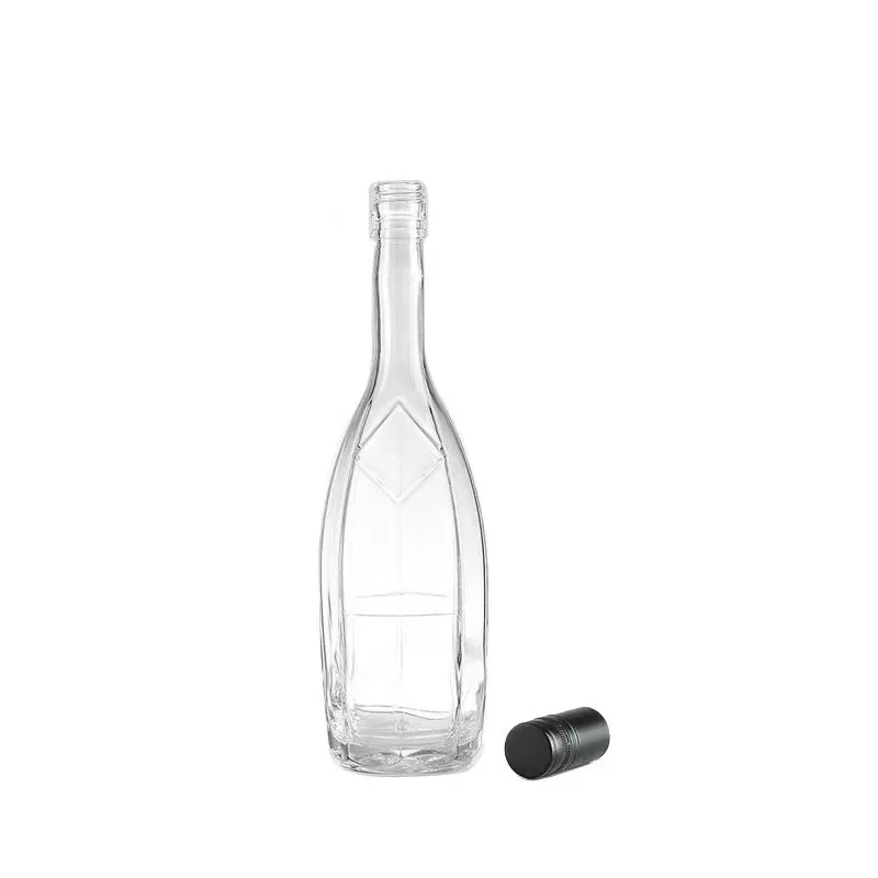 hot sale 500ml 750ml 1000ml Clear Black Nordic Round Empty Distillery Rum Whisky Spirit Gin Vodka Glass Liquor Bottle with Cork