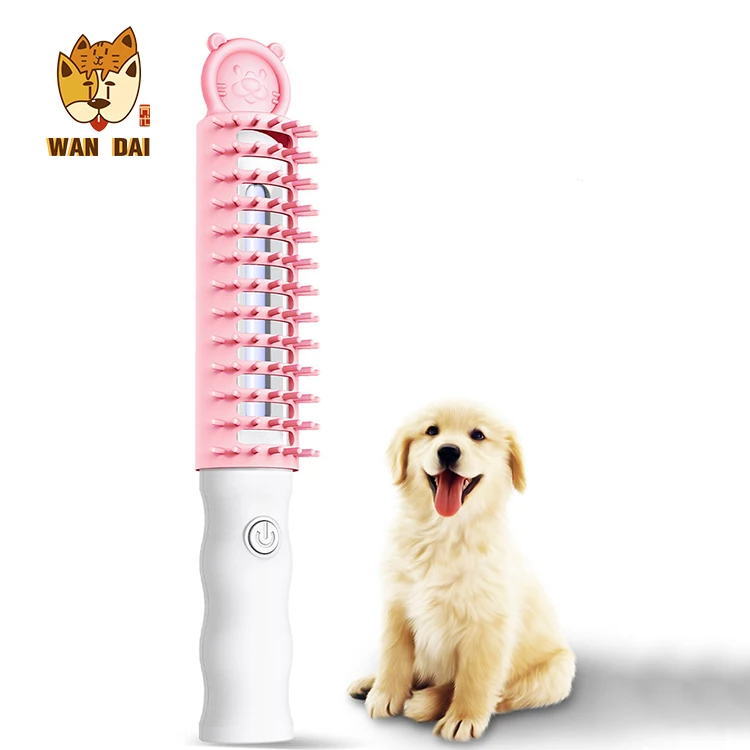 2 in 1 uv dog comb brush pet grooming tool  colorful handle silicone dog cat grooming brush