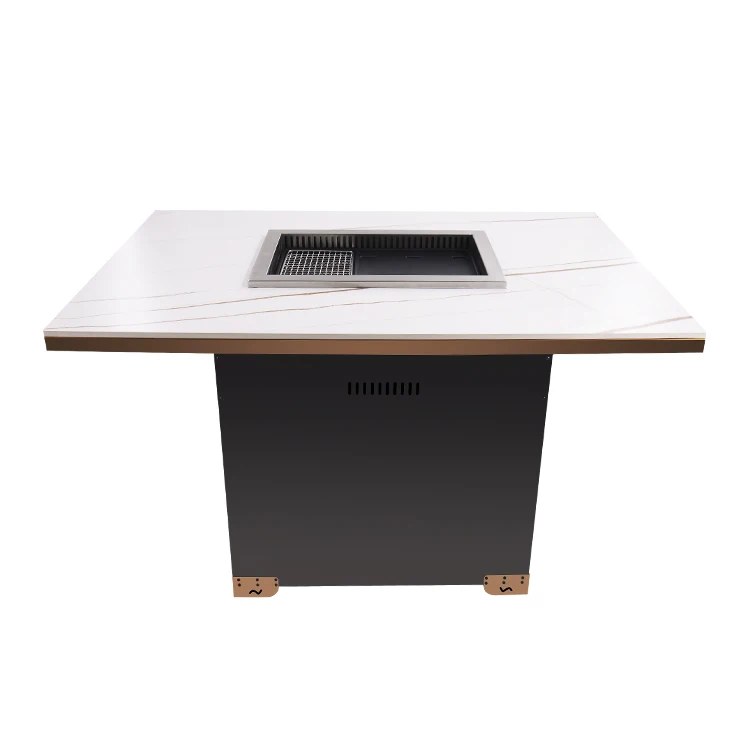 Commercial Furniture Dining Table Set Smokeless Indoor Electric Built In Korean BBQ Grill Table