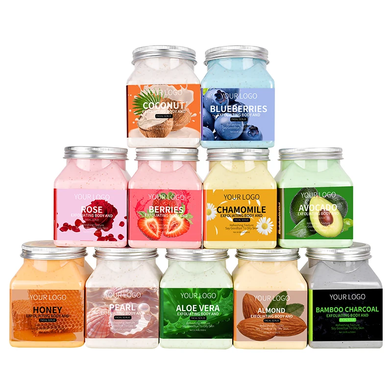Private Label Natural Avocado Coconut Exfoliating Body Scrub And Face Whitening Body Scrub