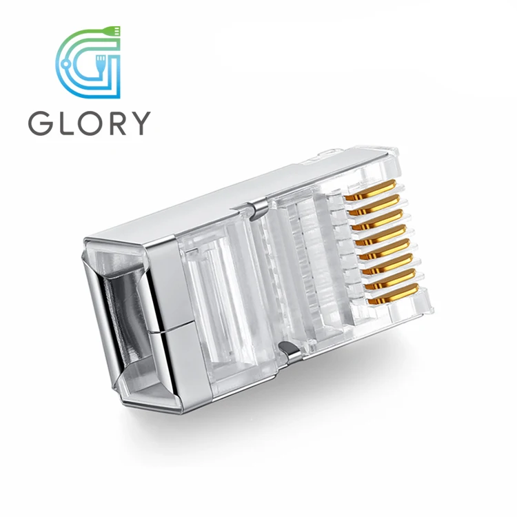 Glory wholesale best price pass through connector rj45 shielded modular cat 6 plug
