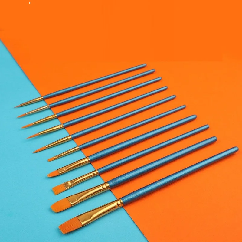 Watercolor Gouache Paint Brushes Different Shape Round Pointed Tip Nylon Hair Painting Brush Set Art Supplies