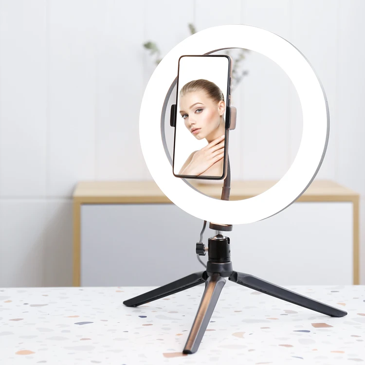  Amazon горячая распродажа 10 дюймов Легкий Вес стола кольцевой осветитель на светодиодах (LED) для селфи с штатив-Трипод стойка прямые трансляции Make