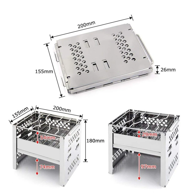 Outdoor Mini Camping Hiking Cooking Stove for BBQ foldable and compact wood burning stove