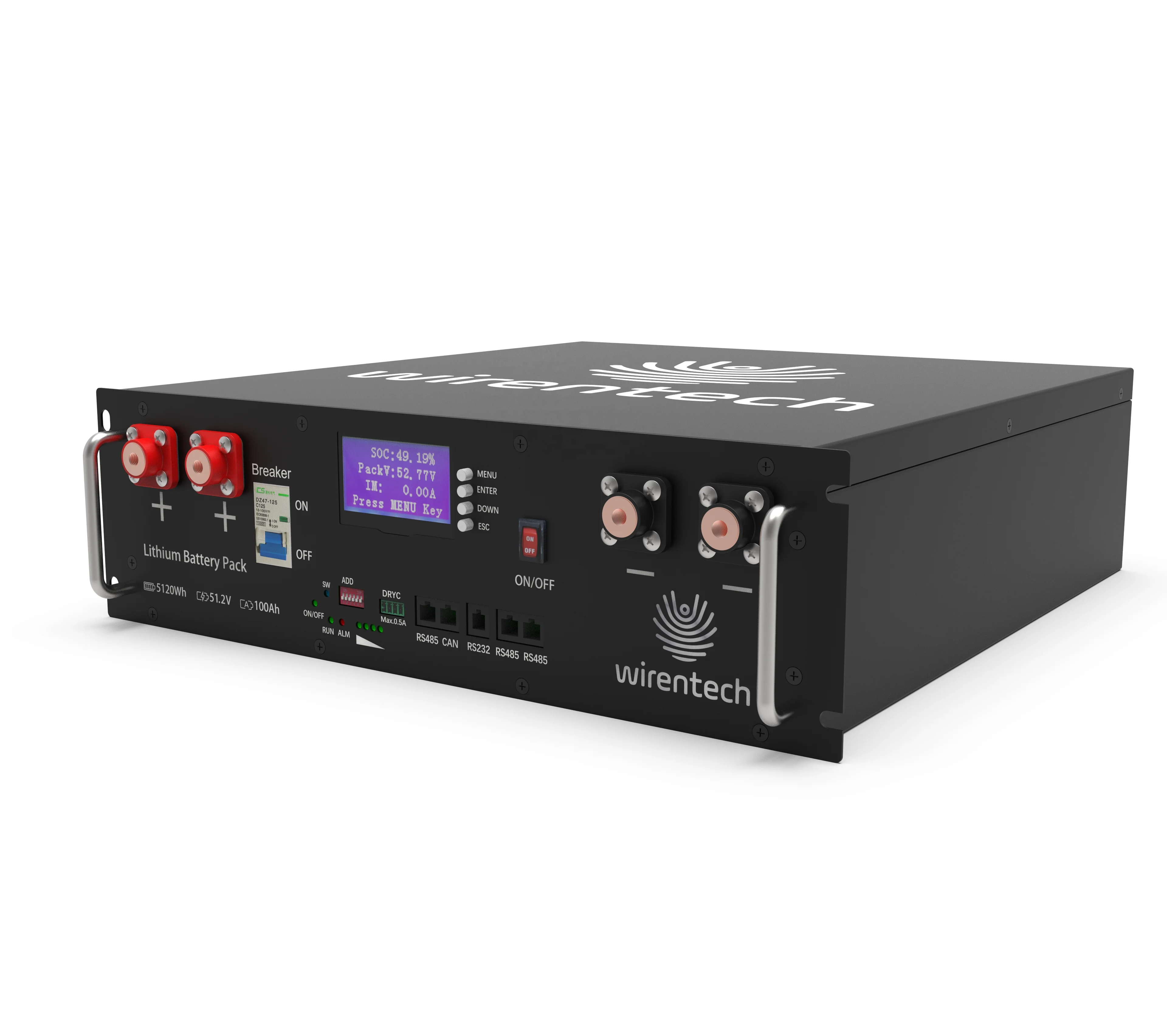 UL1973 51.2V 100Ah 200Ah 3U Rack HESS LFP 5kwh 10kwh lithium ion battery with LCD display