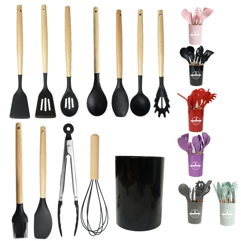 Y802 Kitchen Utensils Set-12 Pieces Silicone Cooking Utensils Set Heat Resistant Spatula Set, Nonstick Cookware