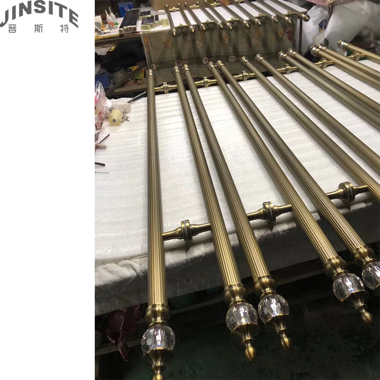 Vintage antique long gold crystal door handle for glass door