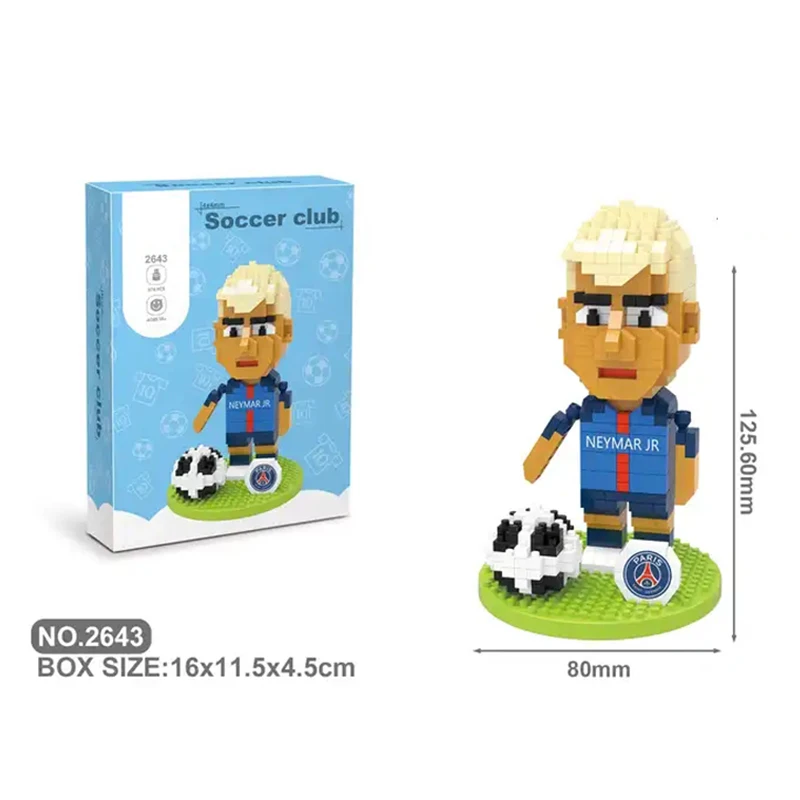 New Self Assemble Sport Football Player Messi Mini Action Figure Connecting Micro Block Toys Building Block Football Figure Set