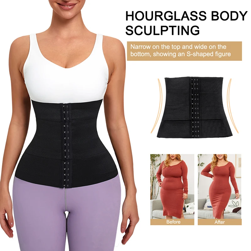 Custom Plus Size Body Slim Double Belt Latex Bandage Corset Waist Trainer Shapewear Tummy Control Shaper