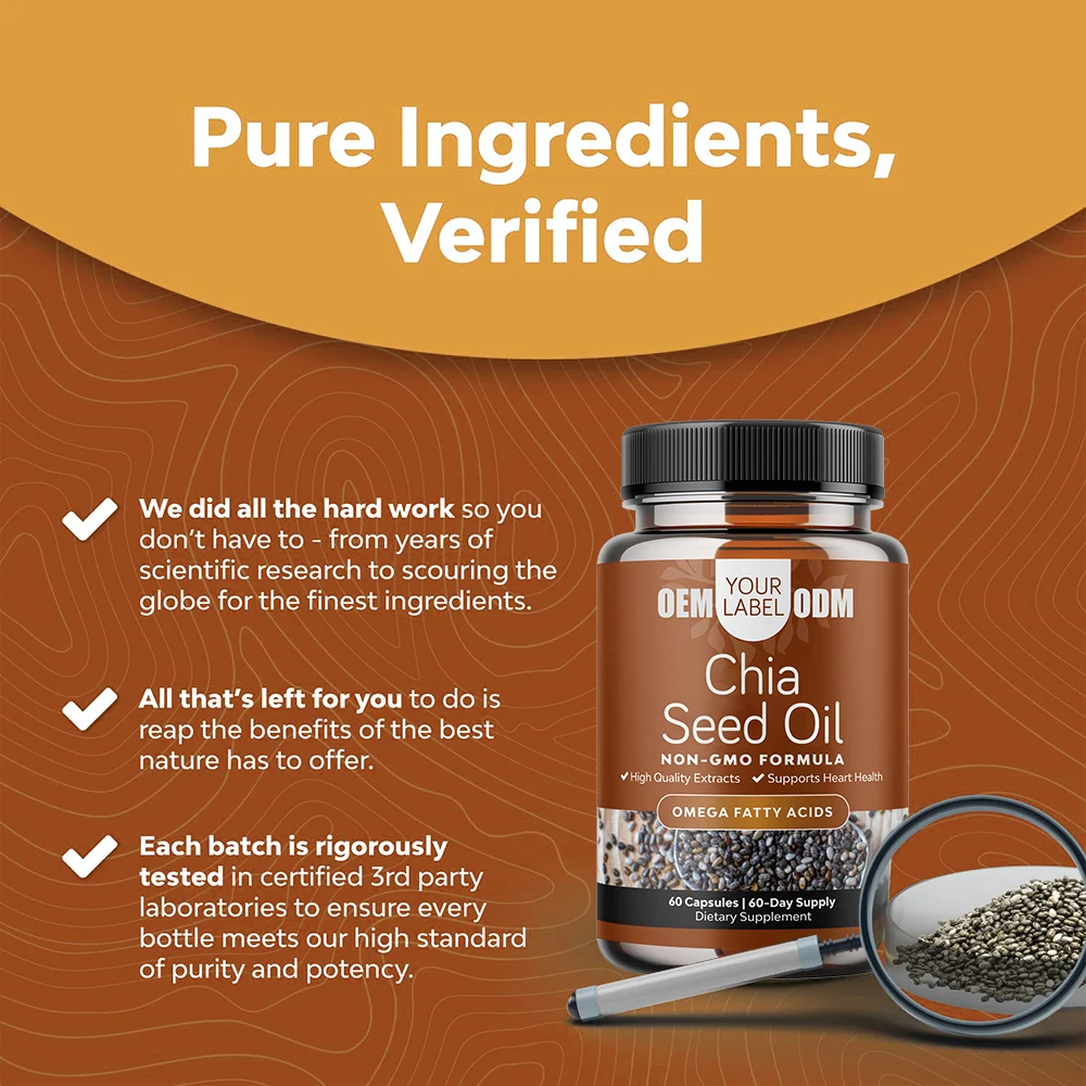 OEM Rich Source of Healthy Nutrients Organic Chia Seed Oil Capsule For Hair Growth Chia Oil Softgels