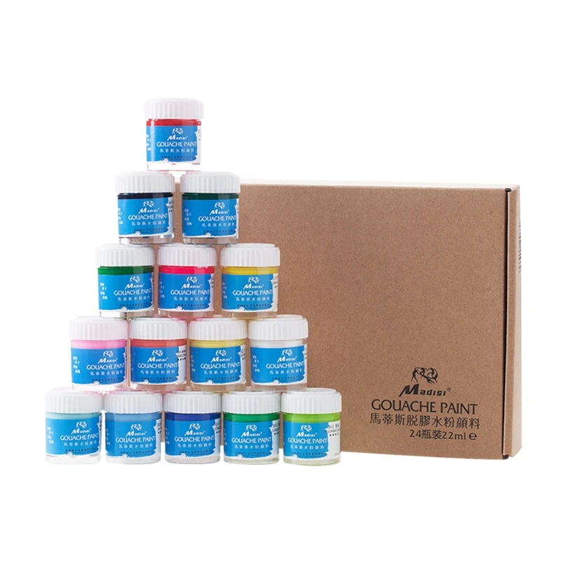 Madisi Professional Art Degreasing Degumming 24colors 22ml Gouache Pigment Set
